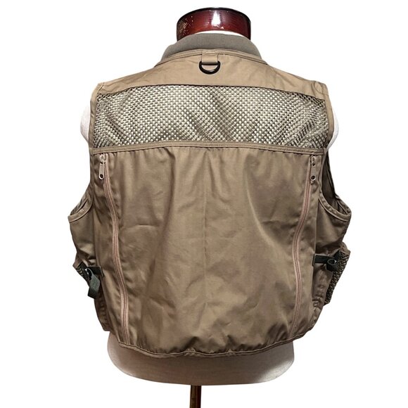 Orvis Mens Khaki Fly Fishing‎ Vest Multiple Pockets & Mesh Accents Large - Picture 2 of 10
